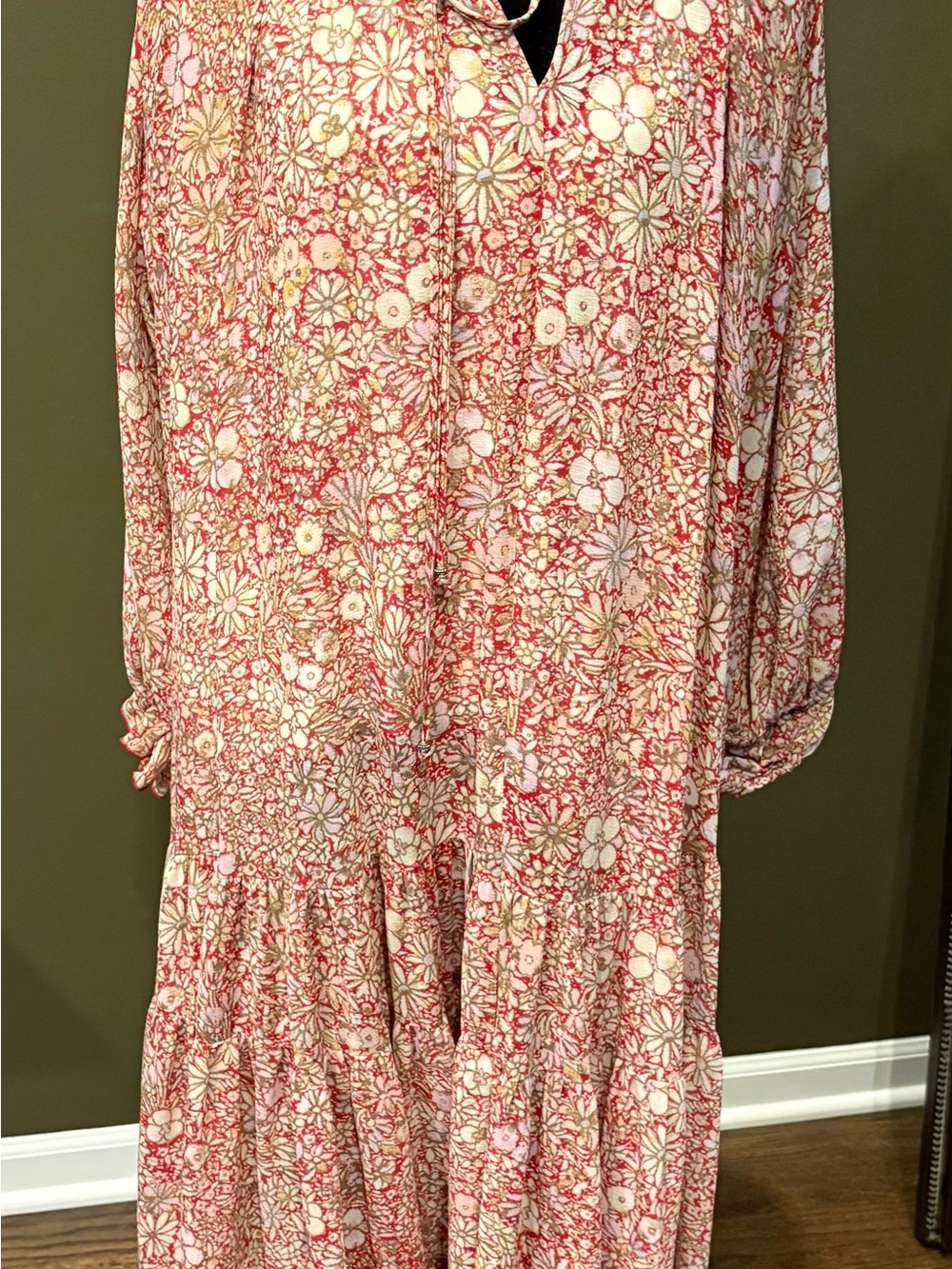 Free People Feeling Groovy Red Floral Tiered Maxi Dress - Picture 3 of 5